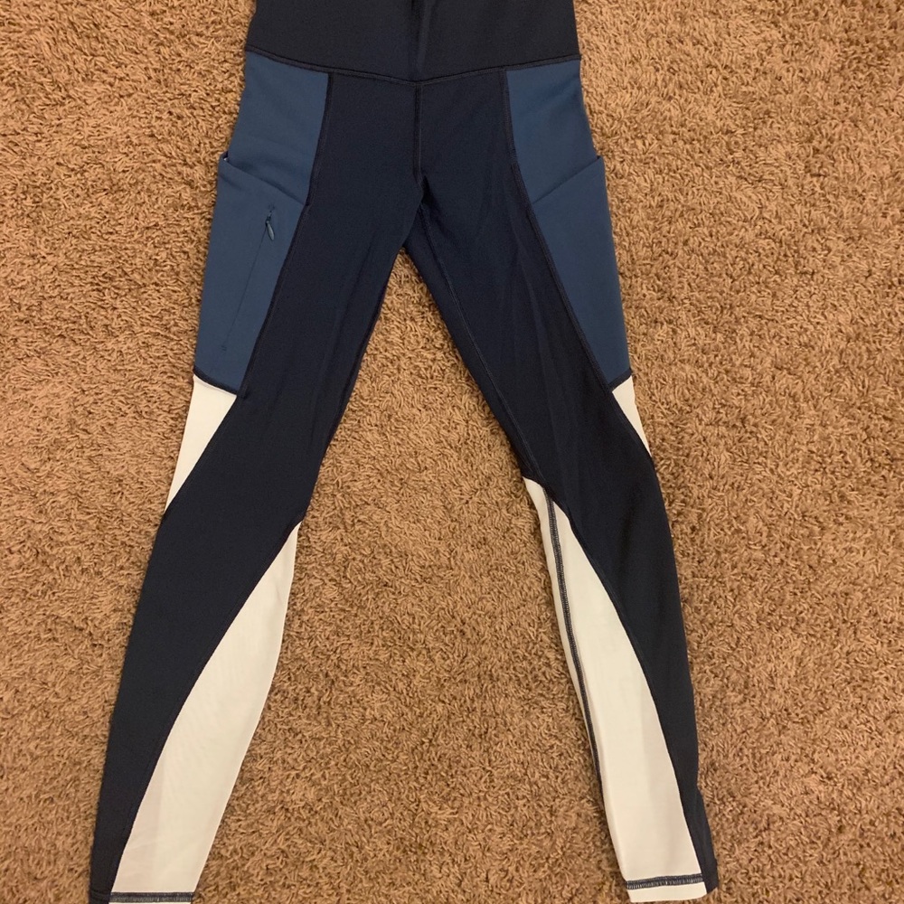 Athleta Teal 7/8 Mesh Leggings
